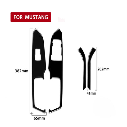 For Ford Mustang 2015-2020 4 in 1 Car Window Lift Panel Decorative Sticker, Right Drive (Black) - In Car by buy2fix | Online Shopping UK | buy2fix