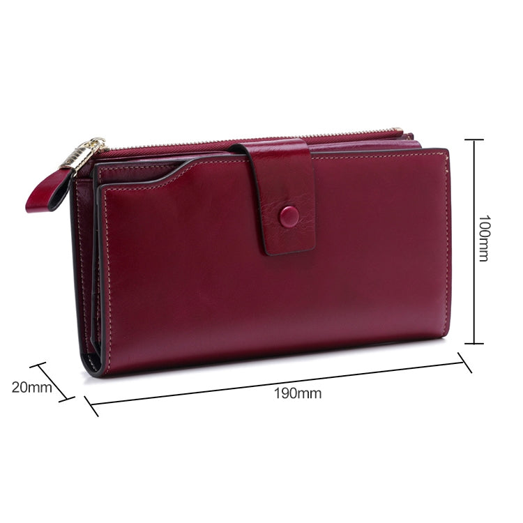 8236 Antimagnetic RFID Multi-function Oil Wax Leather Lady Wallet Large-capacity Purse (Purple) - Antimagnetic RFID Package by buy2fix | Online Shopping UK | buy2fix