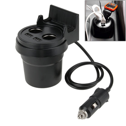 5V 1A+2.4A Two USB Ports & Two Car Cigarette Lighter Socket Car Charger with Holder Function - Cigar Socket by buy2fix | Online Shopping UK | buy2fix