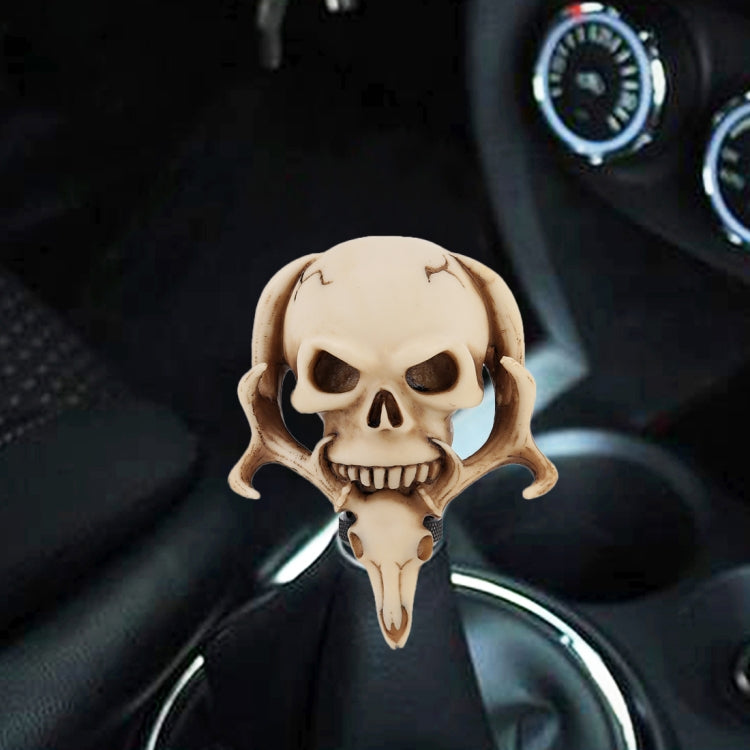 Universal Vehicle Car Creative Skull Double Heads Shaped Shifter Cover Manual Automatic Gear Shift Knob (Beige) - Shift Knob by buy2fix | Online Shopping UK | buy2fix