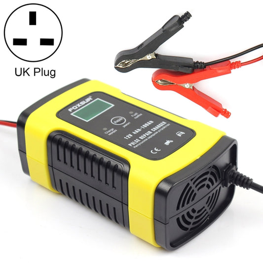 12V 6A Intelligent Universal Battery Charger for Car Motorcycle, Length: 55cm, UK Plug(Yellow) - Battery Charger by FOXSUR | Online Shopping UK | buy2fix