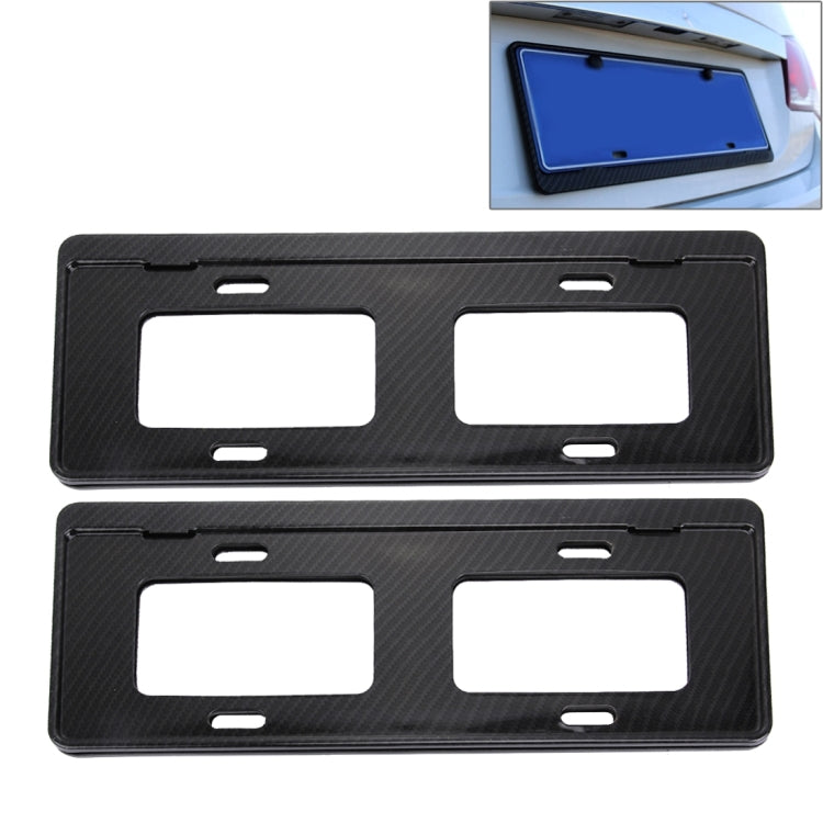 2 PCS Car License Plate Carbon Fiber Bracket Frame Holder Stand Mount(Black) - License Plate Covers & Frames by buy2fix | Online Shopping UK | buy2fix