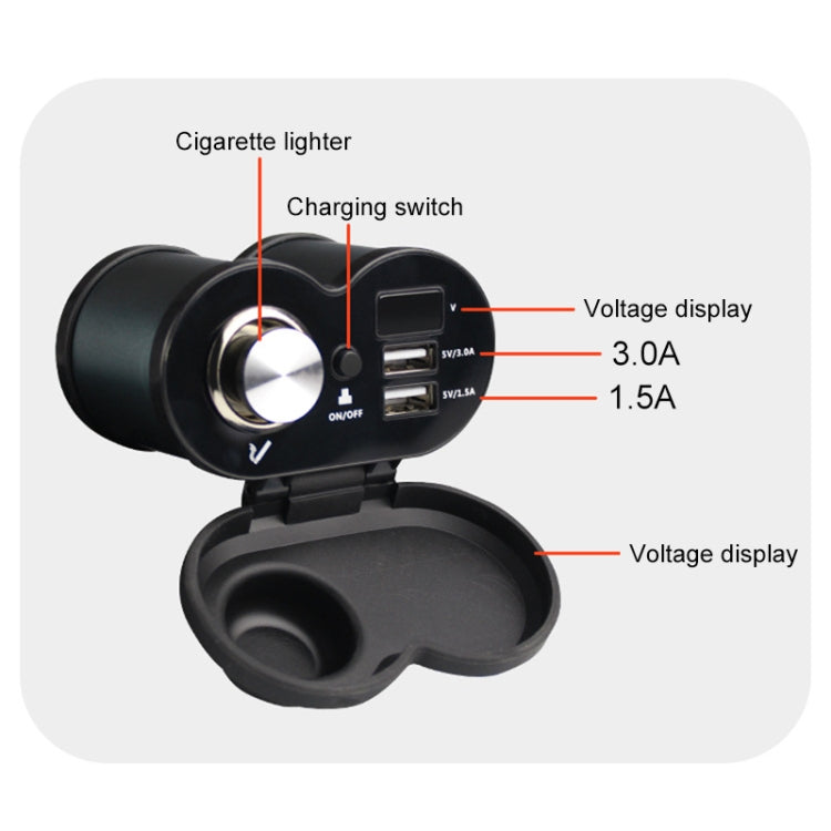 Portable Motorcycle Aluminum Alloy Dual USB Charger Cigarette Lighter (Cyan) - In Car by buy2fix | Online Shopping UK | buy2fix