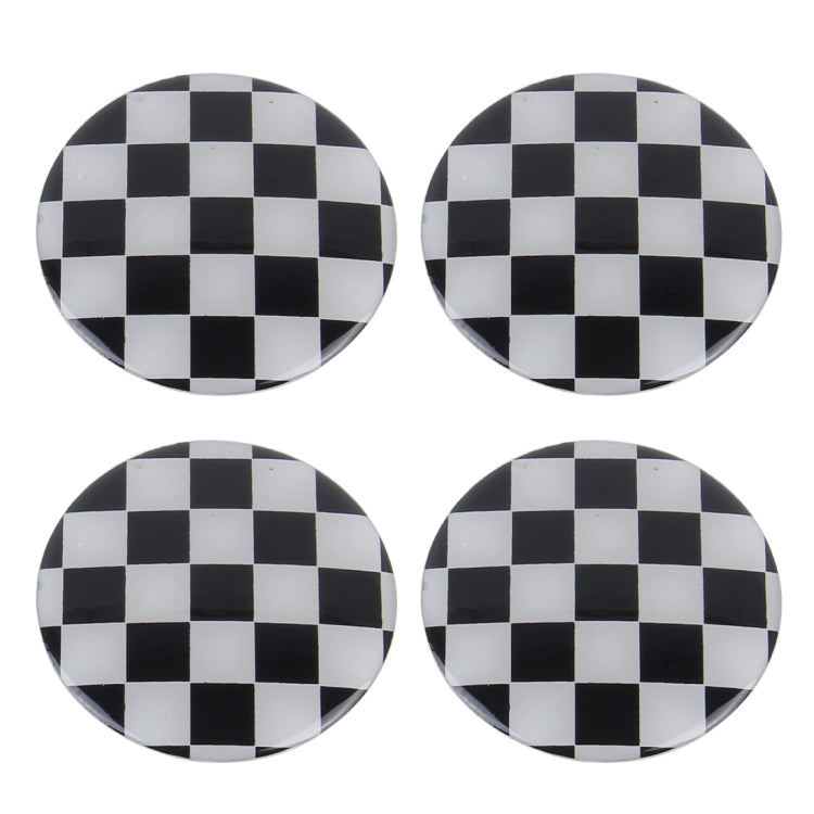 4 PCS White And Black Grid Metal Car Sticker Wheel Hub Caps Centre Cover Decoration - 3D Metal Sticker by buy2fix | Online Shopping UK | buy2fix