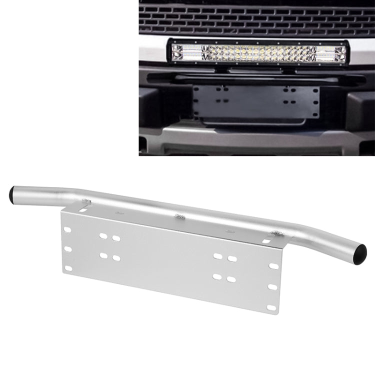 Universal License Plate Bumper Frame for Off-Road Jeep LED Work Light Bar Mounting Bracket with Front Bucket(Silver) - License Plate Covers & Frames by buy2fix | Online Shopping UK | buy2fix