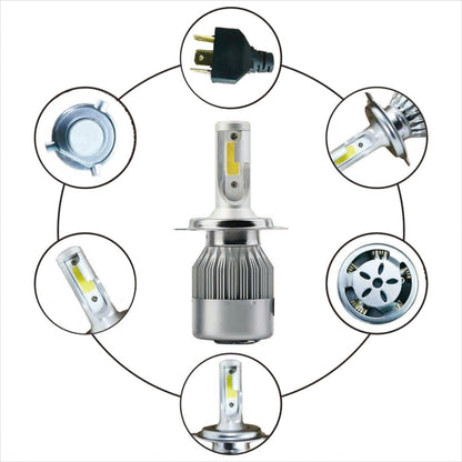 2 PCS C9 H4 18W 1800LM 6000K Waterproof IP68 Car Auto LED Headlight with 2 COB LED Lamps, DC 9-36V(White Light) - LED Headlamps by buy2fix | Online Shopping UK | buy2fix