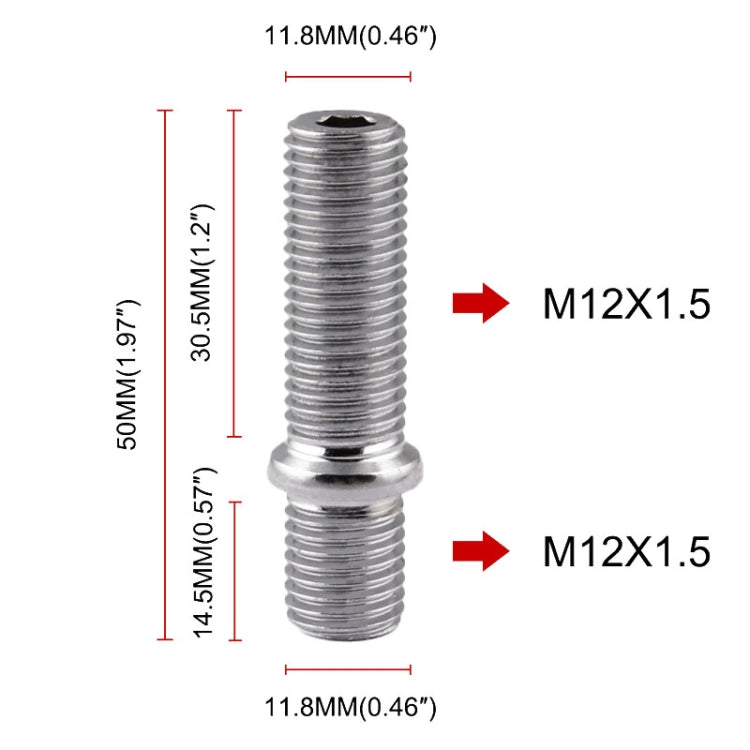 20 PCS 5cm Universal Car Modification Extended Wheels Stud Conversion M12x1.5 to M12x1.5 Screw Adapter LN032 LN033 LN044 - In Car by buy2fix | Online Shopping UK | buy2fix