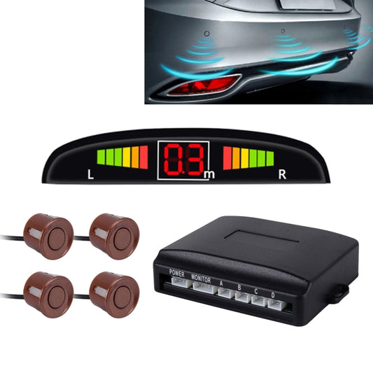 Car Buzzer Reverse Backup Radar System - Premium Quality 4 Parking Sensors Car Reverse Backup Radar System with LCD Display(Brown) - In Car by buy2fix | Online Shopping UK | buy2fix