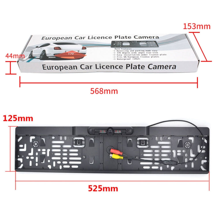 PZ-424 Europe Car License Plate Frame 170 Degree Rear View Camera - In Car by buy2fix | Online Shopping UK | buy2fix