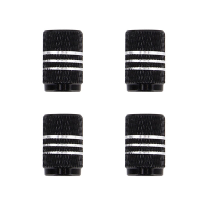 4PCS Metal Plated Circular Shape Universal Tire Valve Stem Cap With White Diamond(Black) - In Car by buy2fix | Online Shopping UK | buy2fix