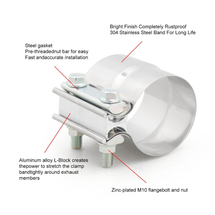 3 inch Car Turbo Exhaust Downpipe Stainless Steel Lap Joint Band Clamp - In Car by buy2fix | Online Shopping UK | buy2fix