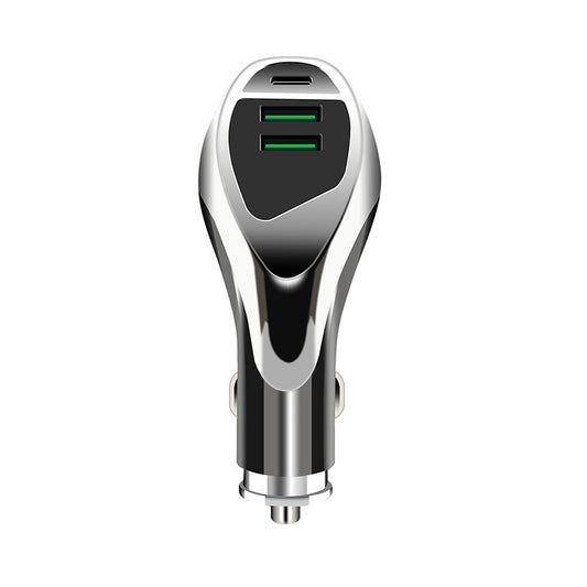 WLX-K1 QC3.0 Dual USB + Type-C Triple Car Charger (Silver) - In Car by buy2fix | Online Shopping UK | buy2fix