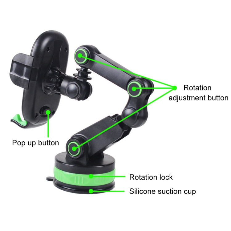 ZP-X0466 Car 360 Degree Rotating Telescopic Folding Round Suction Cup Mobile Phone Holder(Green) -  by buy2fix | Online Shopping UK | buy2fix