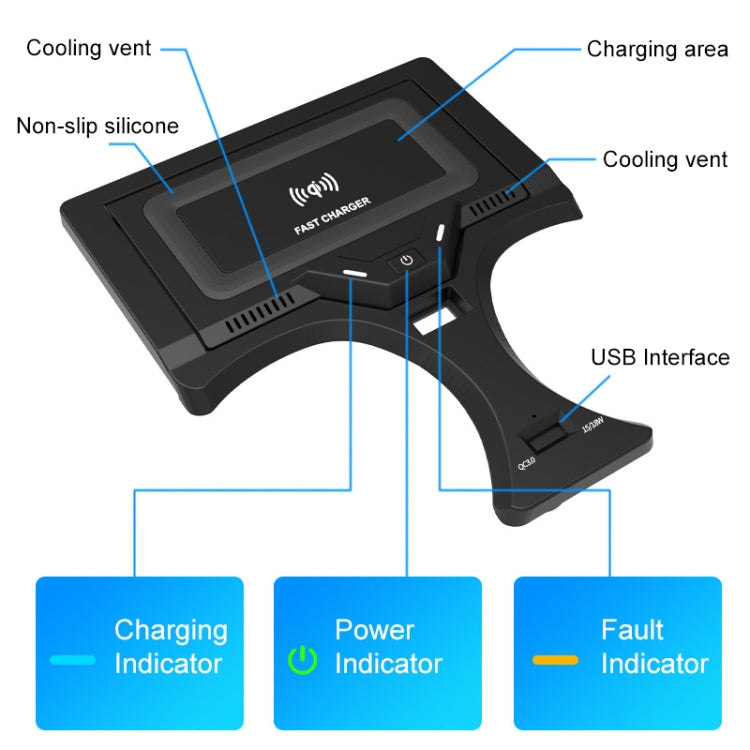 HFC-1017 Car Qi Standard Wireless Charger 10W Quick Charging for BMW 3 Series 2020-2022, Left Driving - In Car by buy2fix | Online Shopping UK | buy2fix