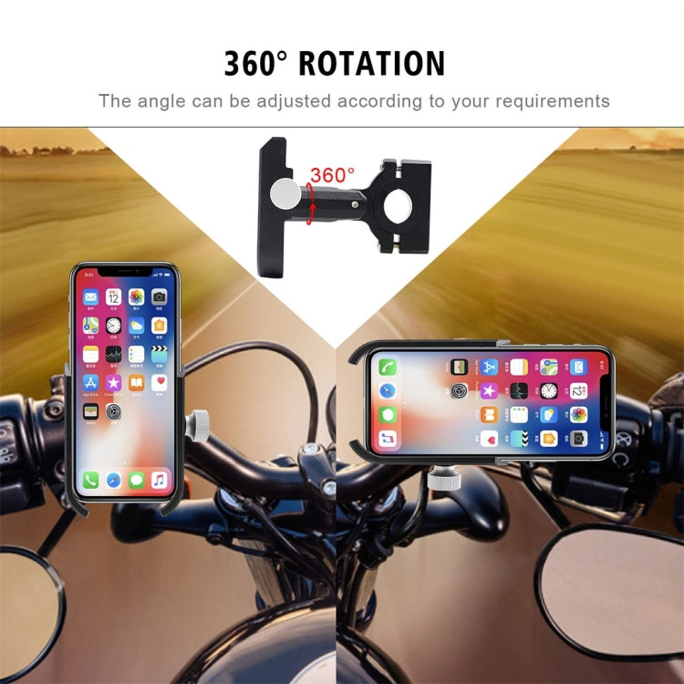 Motorcycle Aluminium Alloy Pressure Casting Mobile Phone Holder Bracket, Handlebar Version (Black) -  by buy2fix | Online Shopping UK | buy2fix