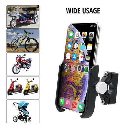 Motorcycle Aluminium Alloy Pressure Casting Mobile Phone Holder Bracket, Handlebar Version (Black) -  by buy2fix | Online Shopping UK | buy2fix