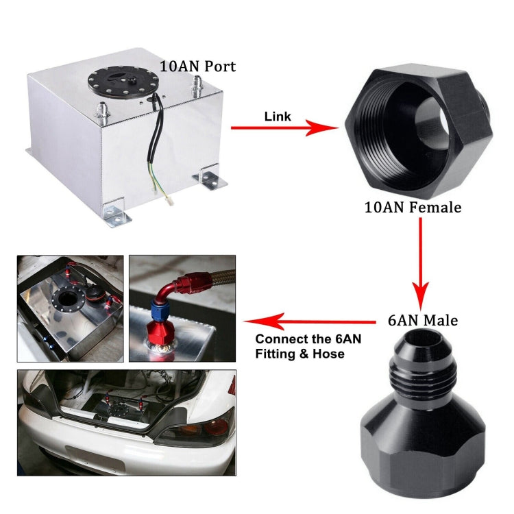 AN10 to AN6 Male and Female Connector Conversion Screw Oil Cooler Conversion Reducer Adapter (Black) - In Car by buy2fix | Online Shopping UK | buy2fix