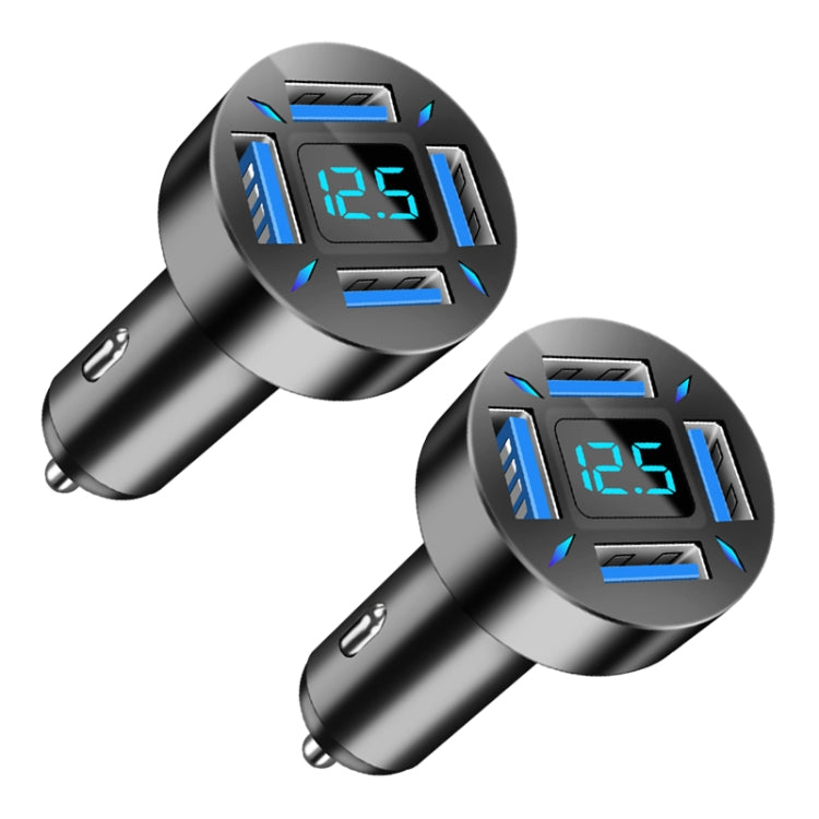 2pcs 4 in 1 USB 4.8A Digital Display Car Charger - In Car by buy2fix | Online Shopping UK | buy2fix