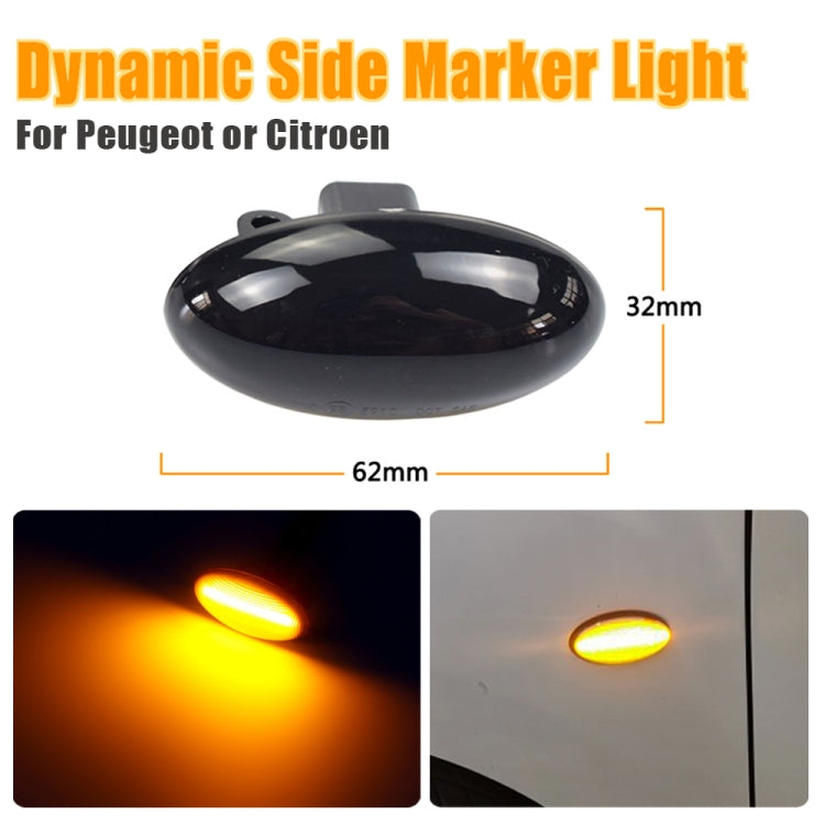 2pcs For Peugeot 1007 Car Dynamic LED Fender Side Light 817300H010 (Transparent) - In Car by buy2fix | Online Shopping UK | buy2fix