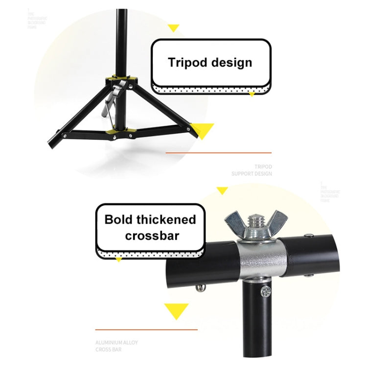 70x200cm T-Shape Photo Studio Background Support Stand Backdrop Crossbar Bracket Kit with Clips, No Backdrop - Camera Accessories by buy2fix | Online Shopping UK | buy2fix