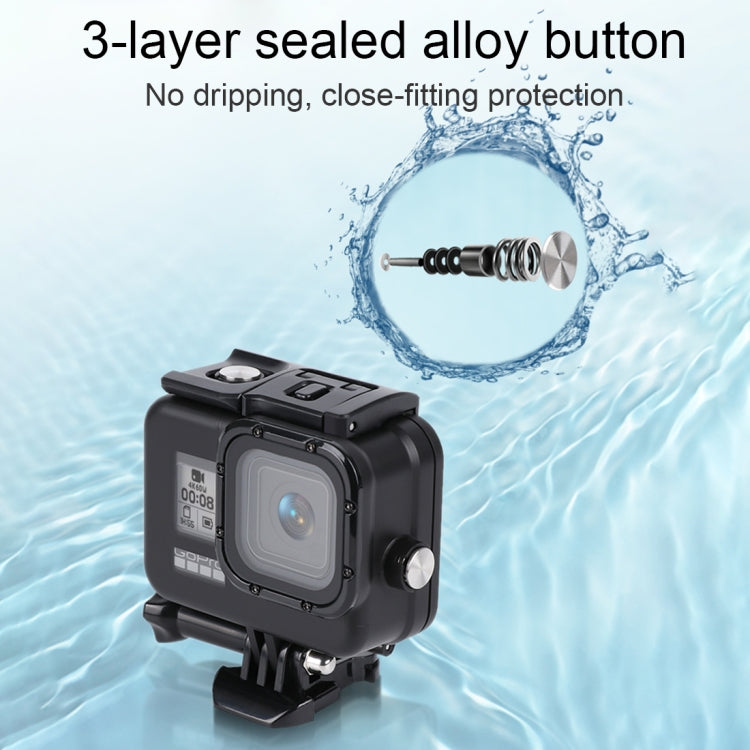 For GoPro HERO8 Black 45m Waterproof Housing Protective Case with Buckle Basic Mount & Screw & Floating Bobber Grip & Strap & Anti-Fog Inserts(Black) - DJI & GoPro Accessories by buy2fix | Online Shopping UK | buy2fix