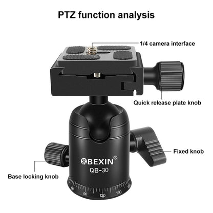 BEIXIN QB-30  360 Degree Rotation Panorama Metal Ball Head with Quick Release Plate - Tripod Heads by BEXIN | Online Shopping UK | buy2fix