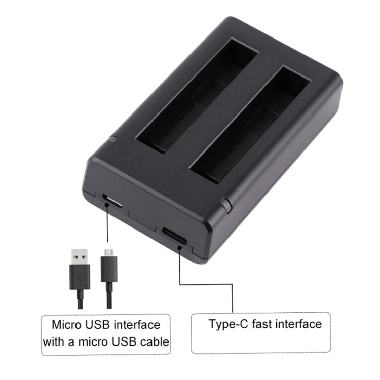 For Insta360 X3 USB Dual Batteries Charger with Cable & Indicator Light (Black) - DJI & GoPro Accessories by buy2fix | Online Shopping UK | buy2fix