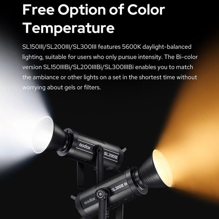 Godox SL150IIIBi 160W Bi-Color 2800K-6500K LED Video Light(AU Plug) - Shoe Mount Flashes by Godox | Online Shopping UK | buy2fix