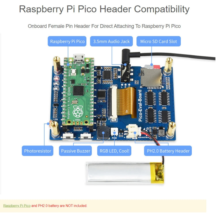 Waveshare 3.5 inch IPS Screen Overall Evaluation Board for Raspberry Pi Pico, Misc Onboard Components For Easily Evaluating The RP2040 - Modules Expansions Accessories by WAVESHARE | Online Shopping UK | buy2fix