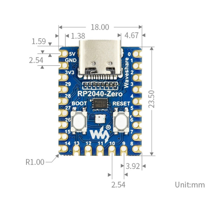 Waveshare RP2040-Zero Pico-like MCU Board Based on Raspberry Pi MCU RP2040, with Pinheader mini Version - Modules Expansions Accessories by WAVESHARE | Online Shopping UK | buy2fix