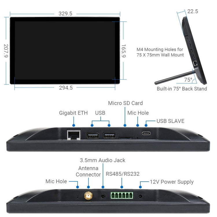 WAVESHARE Mini-Computer Powered by Raspberry Pi CM4 Touch Screen(UK Plug) - LCD & LED Display Module by WAVESHARE | Online Shopping UK | buy2fix