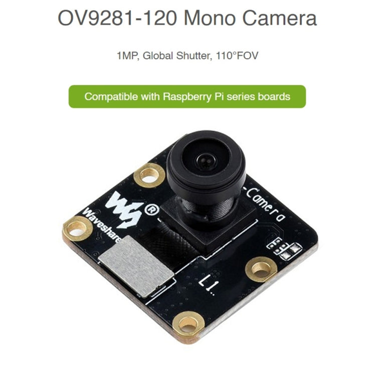 Waveshare OV9281-120 1MP Mono Camera Module for Raspberry Pi, Global Shutter - Modules Expansions Accessories by WAVESHARE | Online Shopping UK | buy2fix