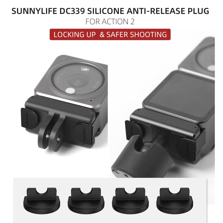 Sunnylife DC339 4 PCS Silicone Anti-release Plug for DJI Action 2 (Black) - Other by Sunnylife | Online Shopping UK | buy2fix