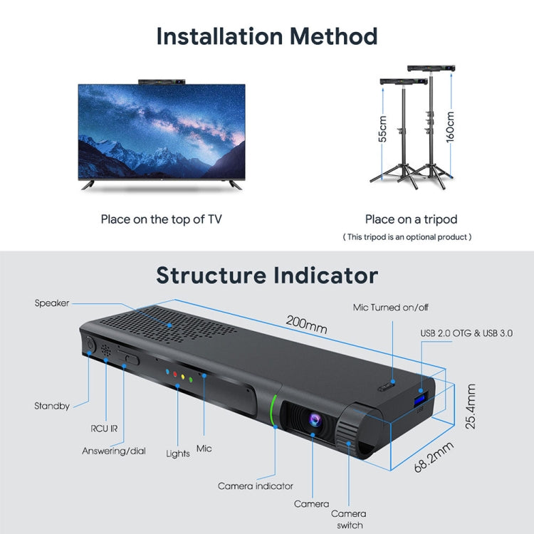 MECOOL KA2 Video Calling on TV Android 10.0 Smart TV Box with Remote Control, Amlogic S905X4 Quad Core Cortex A35, 4GB+64GB, Dual-Band / Ethernet / Camera(UK Plug) - Consumer Electronics by MECOOL | Online Shopping UK | buy2fix