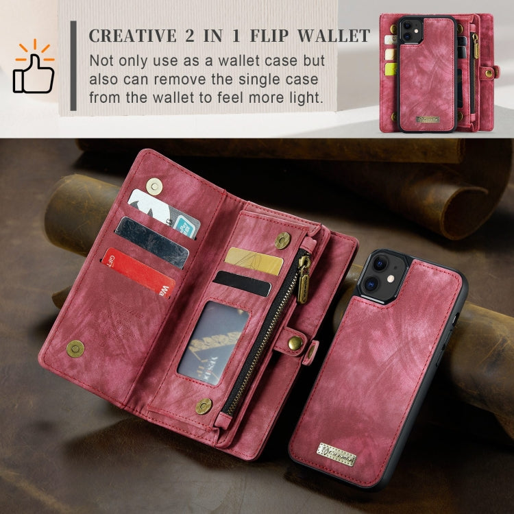 For iPhone 11 CaseMe-008 Detachable Multifunctional Horizontal Flip Leather Case with Card Slot & Holder & Zipper Wallet & Photo Frame (Red) - iPhone 11 Cases by CaseMe | Online Shopping UK | buy2fix