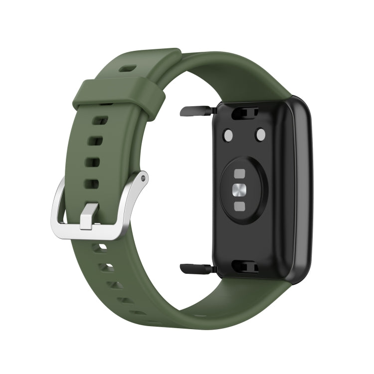 For Huawei Watch Fit Silicone  Watch Band with Stainless Steel Buckle(Dark Green) - Smart Wear by buy2fix | Online Shopping UK | buy2fix