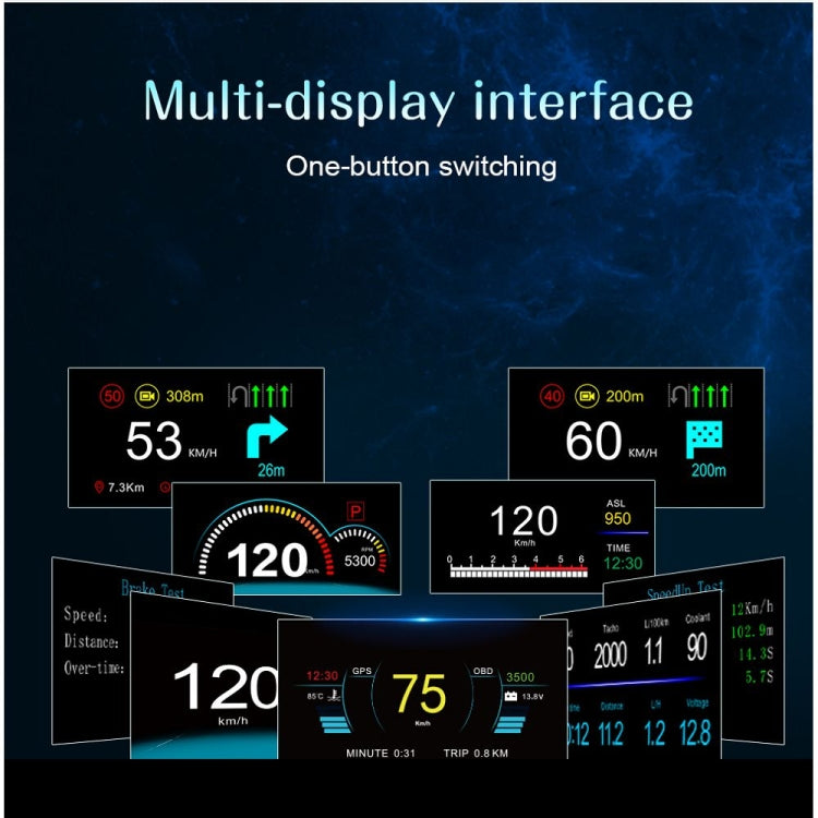 C1 OBD2 + GPS Mode Car HUD Head-up Display Compass / Speed / Water Temperature / Voltage Display / Speed / Fault Alarm / Navigation Function -  by buy2fix | Online Shopping UK | buy2fix