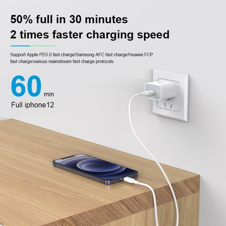 TOTUDESIGN CACQ-010 Glory Series 20W Type-C / USB-C Fast Charging Travel Charger Power Adapter, CN Plug(White) - USB Charger by TOTUDESIGN | Online Shopping UK | buy2fix