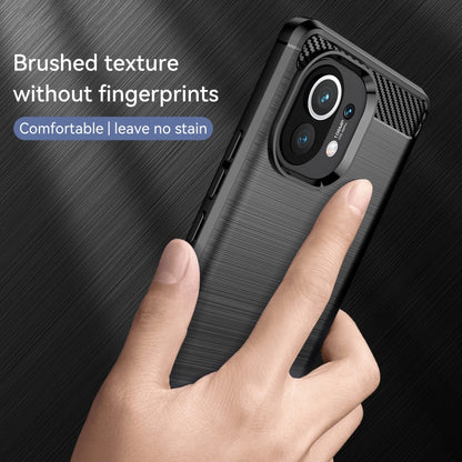 For Xiaomi Mi 11 Brushed Texture Carbon Fiber TPU Case(Black) - Mi 11 Cases by buy2fix | Online Shopping UK | buy2fix