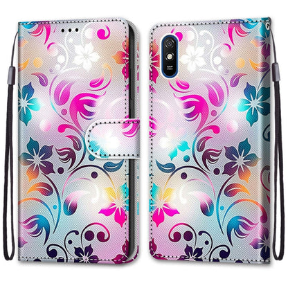 For Xiaomi Redmi 9A Coloured Drawing Cross Texture Horizontal Flip PU Leather Case with Holder & Card Slots & Wallet & Lanyard(Gradient Colorful Flower) - Xiaomi Cases by buy2fix | Online Shopping UK | buy2fix