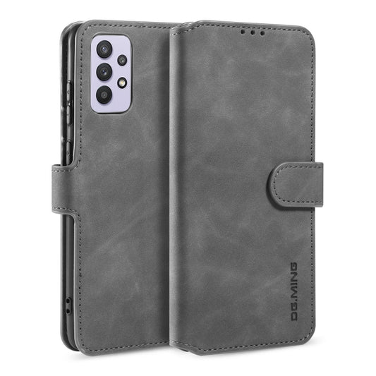 For samsung Galaxy A32 5G DG.MING Retro Oil Side Horizontal Flip Leather Case with Holder & Card Slots & Wallet(Grey) - Galaxy Phone Cases by DG.MING | Online Shopping UK | buy2fix