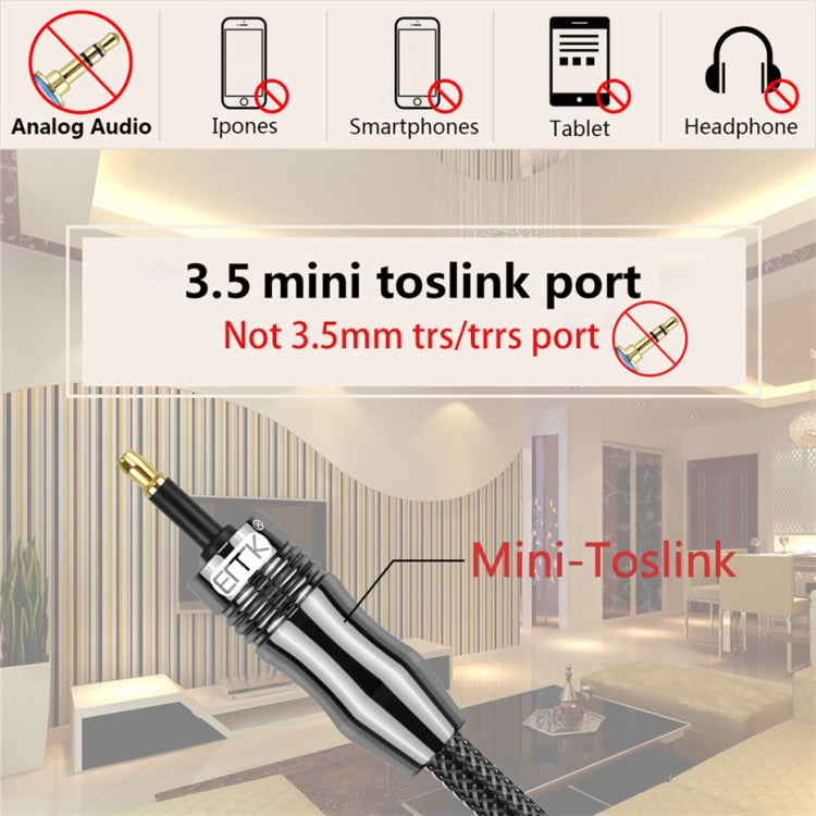 EMK OD6.0mm 3.5mm Digital Sound Toslink to Mini Toslink Digital Optical Audio Cable, Length:2m -  by EMK | Online Shopping UK | buy2fix