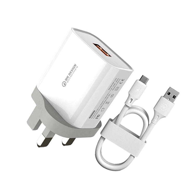 WK WP-U57 Max 18W Maxspeed QC3.0 Fast Charger +  USB to Micro USB Data Cable, Plug Type:UK Plug - Apple Accessories by WK | Online Shopping UK | buy2fix