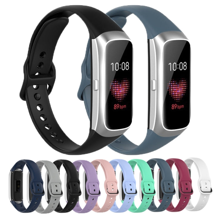 For Samsung Galaxy Fit SM-R370 Silicone Steel Shrapnel Black Buckle Watch Band(Smoke Cyan) - Smart Wear by buy2fix | Online Shopping UK | buy2fix