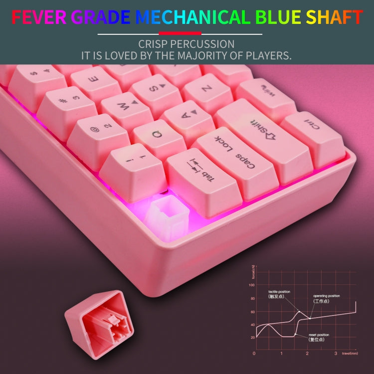 HXSJ V700 61 Keys RGB Lighting Gaming Wired Keyboard (Pink) - Wired Keyboard by HXSJ | Online Shopping UK | buy2fix