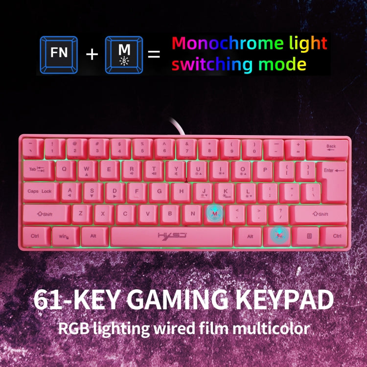 HXSJ V700 61 Keys RGB Lighting Gaming Wired Keyboard (Pink) - Wired Keyboard by HXSJ | Online Shopping UK | buy2fix