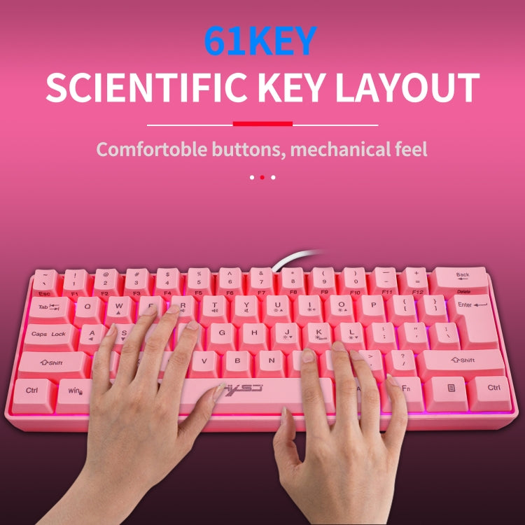 HXSJ V700 61 Keys RGB Lighting Gaming Wired Keyboard (Pink) - Wired Keyboard by HXSJ | Online Shopping UK | buy2fix