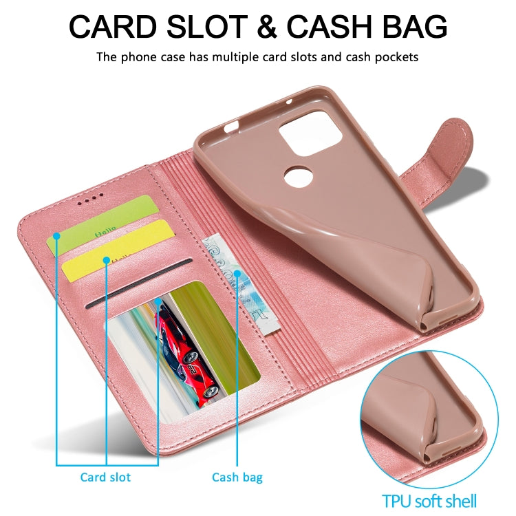 For OPPO Realme C21 / C20 LC.IMEEKE Calf Texture Horizontal Flip Leather Case, with Holder & Card Slots & Wallet(Rose Gold) - Realme Cases by LC.IMEEKE | Online Shopping UK | buy2fix