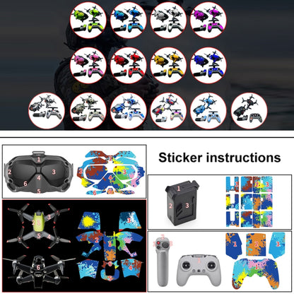 FPV-TZ-SF 4 in 1 Waterproof Anti-Scratch Decal Skin Wrap Stickers Personalized Film Kits for DJI FPV Drone & Goggles V2 & Remote Control & Rocker(Graffiti) - DJI & GoPro Accessories by buy2fix | Online Shopping UK | buy2fix