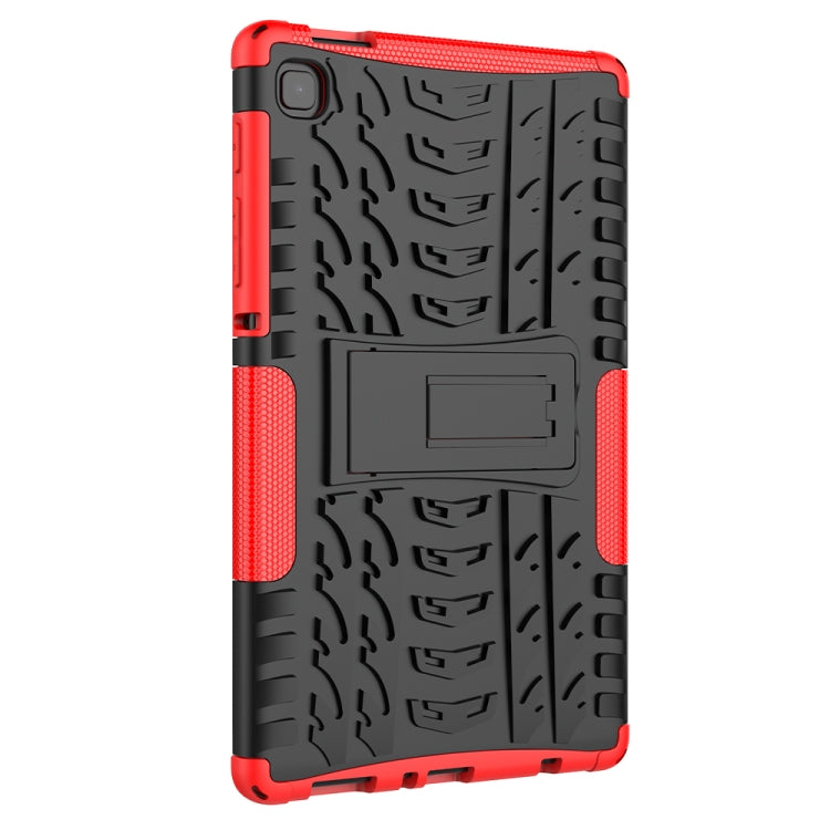 For Samsung Galaxy Tab A7 Lite Tire Texture Shockproof TPU+PC Protective Case with Holder(Red) - Samsung Accessories by buy2fix | Online Shopping UK | buy2fix